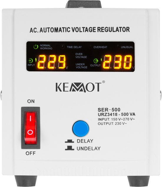 KEMOT SER-500 - Automatische spanningsstabilisator - 150 tot 270 Volt naar 230V