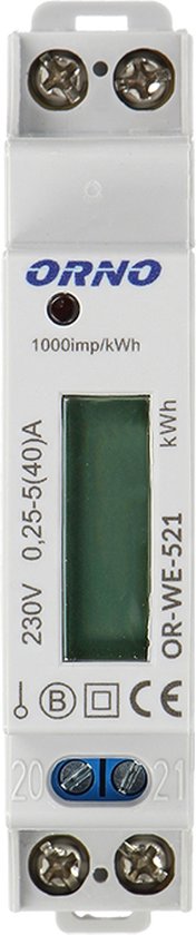 1 Fase kWh Meter - Digitale LCD scherm - MID Gecertificeerd