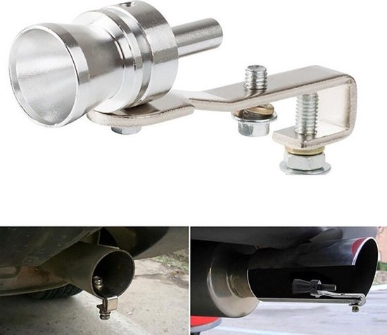 AMiO Universeel Turbofluitje Uitlaatpijp Zilver - Uitlaatfluitje Exhaust Whistle