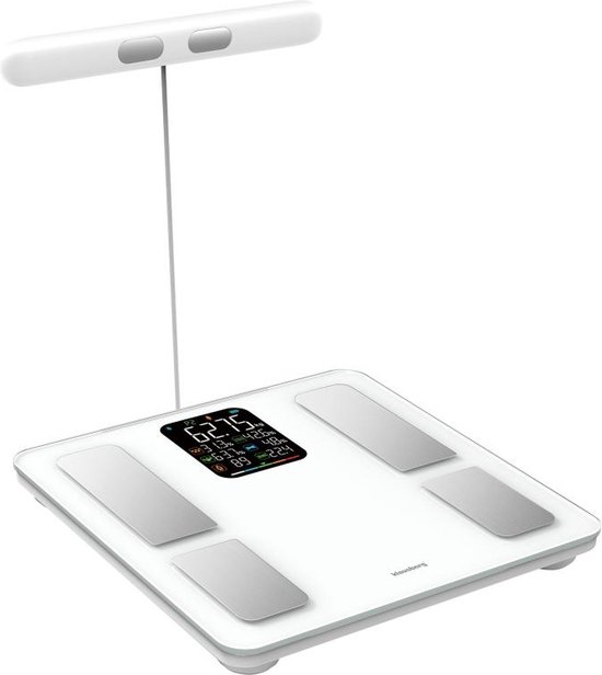 Klausberg 7857 - Slimme Bluetooth Personenweegschaal met Lichaamsanalyse en Handgreep – Gewicht, BMI, Vetpercentage, Spiermassa, Kleurendisplay -wit