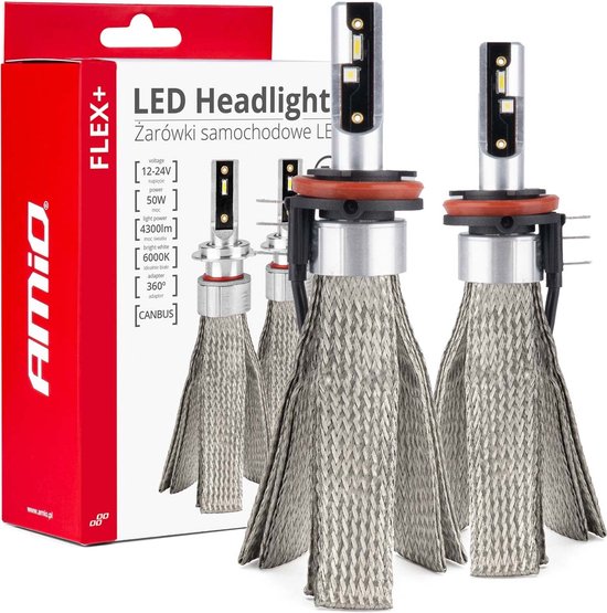 AMiO LED Autolampen FLEX+ H15 6000K - Krachtige Slimme Dimlichten 12V 24V Canbus Wit Verstelbare LED Verlichting