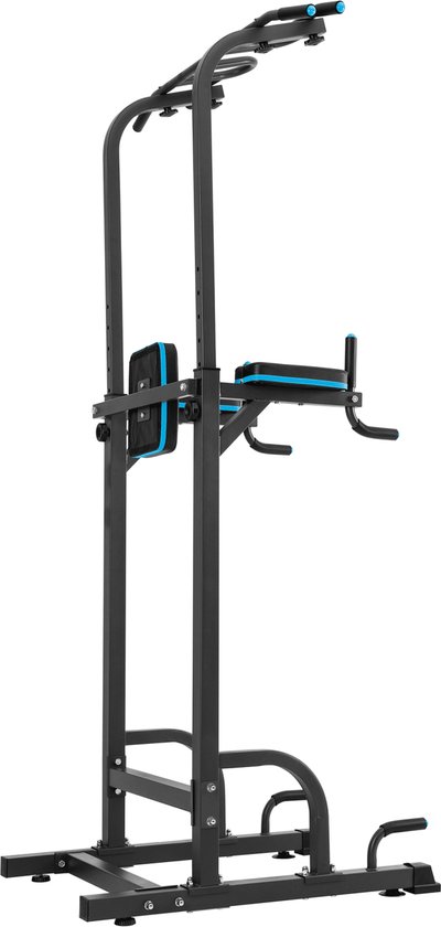 Rebel Active Multifunctioneel Pull Up Station en Krachtstation - Hoogteverstelling - Fitnessapparatuur Dip Station Verstelbaar 130kg - Zwart
