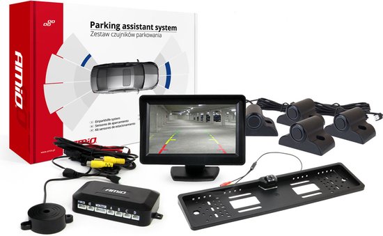 AMiO Parkeerhulpsysteem TFT01 43 met HD-402-LED 4 sensoren zwart Truck
