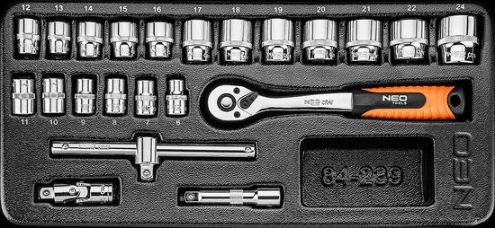 Neo Tools Doppenset 6 T/m 24MM 22 Delig Inleglade