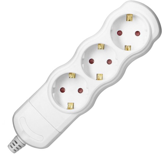 Stekkerdoos - Verdeelstekker 3 voudig - Verdeeldoos horizontaal - Stekkerblok zonder snoer/kabel - Wit