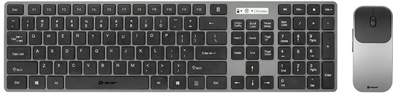 Tracer RF Nano Draadloos Toetsenbord en Stille Muis Set – QWERTY – 2.4 GHz – Slank Design – 10m Bereik – Zwart/Grijs