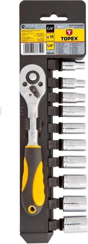 "Topex Doppen met Ratel 1/4"" DIN 3122"
