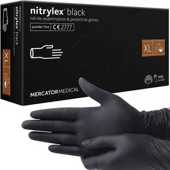 Beautylushh Nitril Wegwerphandschoenen Zwart Poedervrij 100 stuks Maat XL