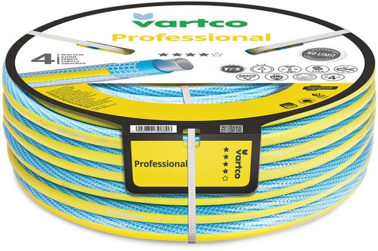 Vartco - 4-lagige Tuinslang 1/2" 30m | Voedsel veilig Anti Twist tuinslang | flexibele slang Tricot vlecht UV-bestendig 25 Bar