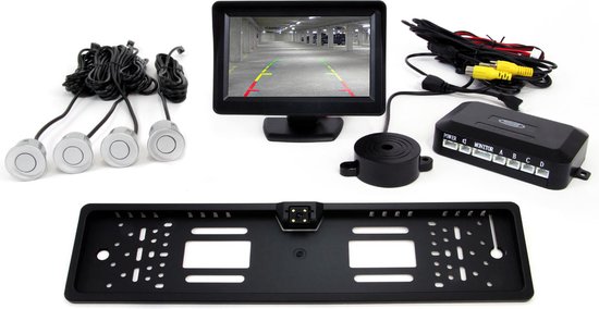 AMiO Parkeerhulpsysteem TFT01 4 3 inch LCD Beeldscherm - CAM402 LED Camera 4 Sensoren Zilver