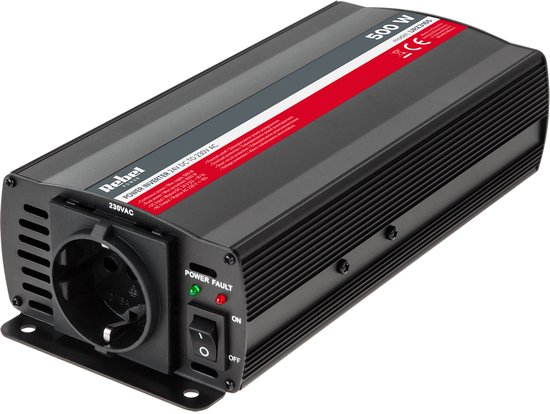 Rebel Omvormer - Spanningsomvormer - 24V DC naar 230V AC - Max. 500W - Zwart