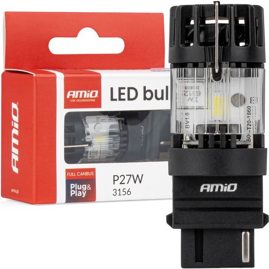 AMiO LED Lamp LumiTec 3157 P27W 12V FULL CANBUS – Krachtige Witte LED Vervanger (1 stuk)