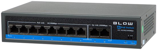 PoE Netwerk switch 8 poorts 10/100/1000Mbps - 2x Uplink - 120 watt