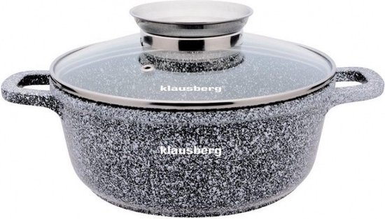 Klausberg 7525 - Kookpan met deksel - marmer grijs - 24 cm - 6.2 liter