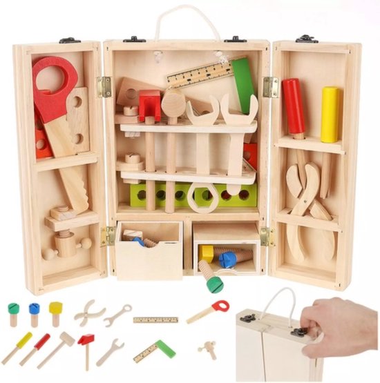 Ruhhy Houten Gereedschapskist Set voor Kinderen - Veilig en Educatief