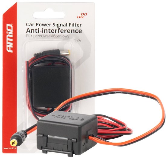 AMIO Car Power Signaal Filter met Plug 12V 24V - Anti Interferentie DC DC Converter Auto
