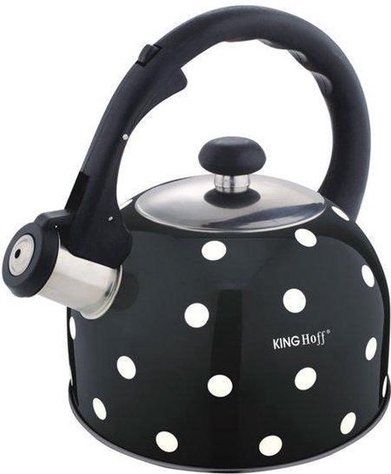 Kinghoff Fluitketel zwart stippel - 2,6 l