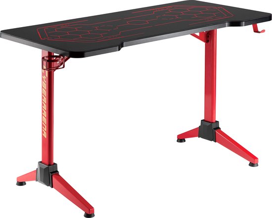 NanoRS - Gaming tafel met verstelbare RGB LED-achtergrondverlichting drank -hoofdtelefoon houder -  120cm