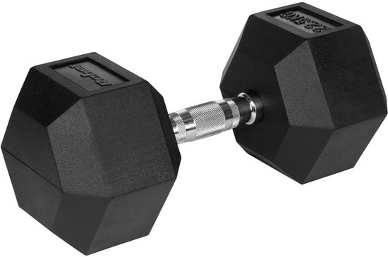 Rubberized cast iron dumbbell HEX 22.5 kg REBEL ACTIVE