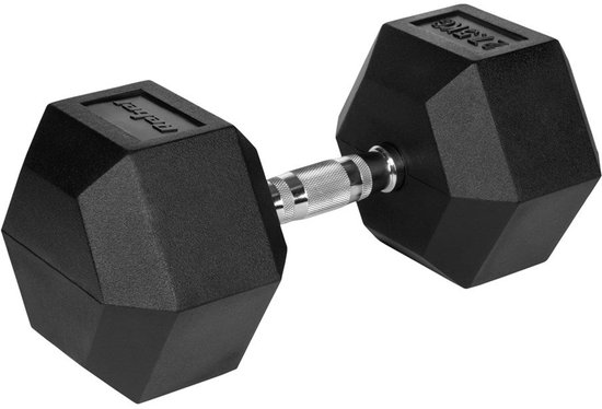 Rubberized cast iron dumbbell HEX 27.5 kg REBEL ACTIVE