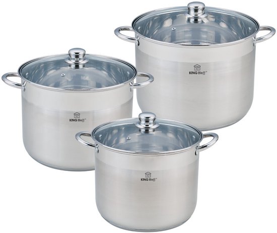 Kinghoff KH-4311 - Pannenset - 6 Delig - Roestvrij Staal - Inductie Geschikt