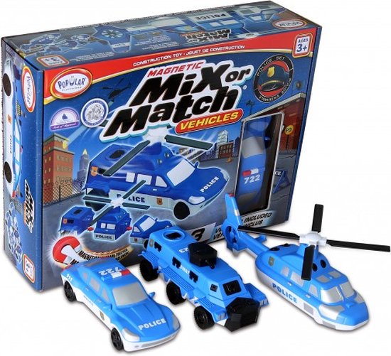 Popular Playthings Mix or Match Vehicles Police, Voertuigenset, 3 jaar, Zwart, Blauw, Wit