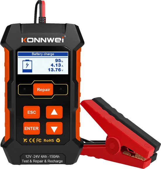 Accutester voor diverse Accu's - 12 en 24V - AGM, EFB, Gel en Lood - Zwart