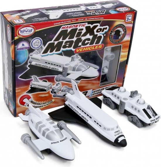 Popular Playthings Mix or Match Vehicles Space, Voertuigenset, 3 jaar, Zwart, Wit