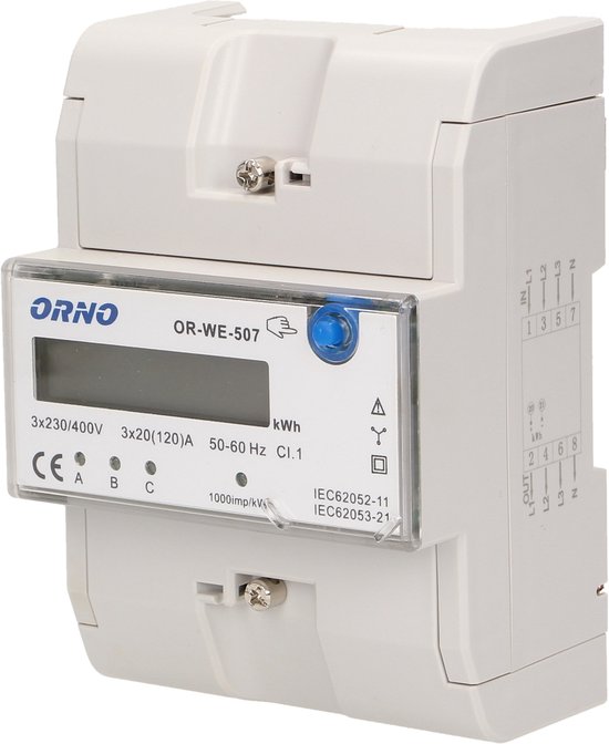 ORNO OR-WE-507, Elektronisch, Plug-in, Uitgangsvermogen, Wit, kWh, LCD