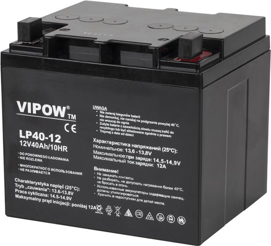 Vipow - Gel Accu - 12V - 40Ah - Onderhoudsvrij