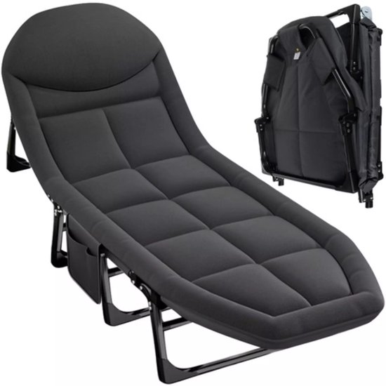 Trizand opvouwbaar veldbed met matras – verstelbare rugleuning, draagvermogen 150 kg, voor camping of thuis