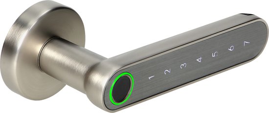 Orno -Slimme handgreep, nikkel met aanraaktoetsenbord en vingerafdruklezer, Bleutooth 4.0
