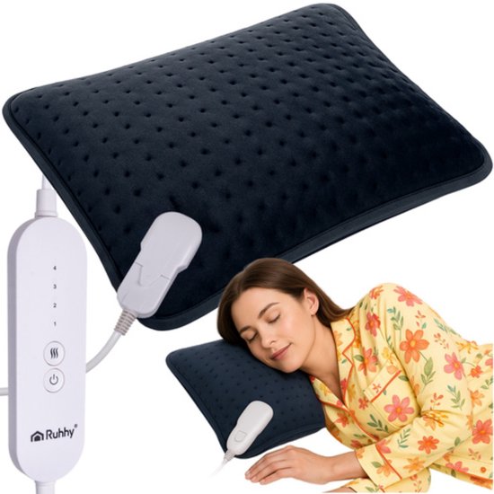 Ruhhy Verwarmd kussen 40x30 cm met instelbare warmtestanden en afneembare wasbare hoes veilig en comfortabel