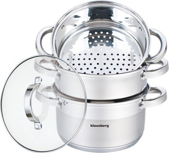 Klausberg 7136 - stoompan - 4 delig - 18cm - rvs - alle warmtebronnen