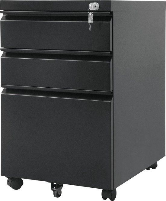 Maclean MC-850 - Ladeblok - Ladeblok Bureau - Ladesysteem - Kast voor onder Bureau - op Wieltjes - Zwart