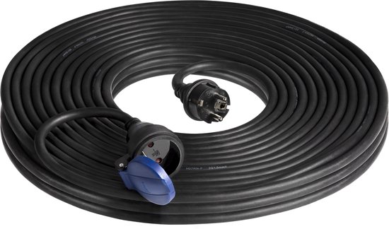 Rubber verlengkabel voor buitengebruik - Verlengsnoer IP44 spatwaterdicht - 30 Meter - Penaarde - Geschikt voor België - Oliebestendig - H07RN-F (3 x 1,5 mm²)