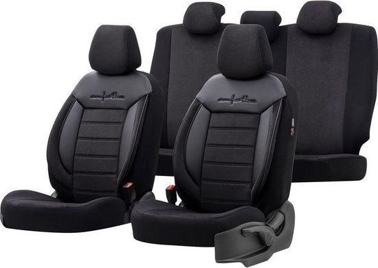 Otom Comfortline Stoelhoezenset - leer/textiel - 11-delig - zwart