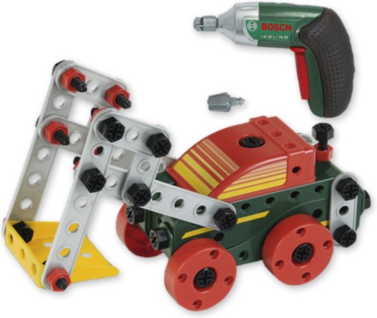 Klein Toys Bosch mini - Multitech Ixolino II bouwpakket - 107 onderdelen, schroevendraaier, steeksleutel en accuschroevendraaier - incl. handleiding voor 11 modellen - groen rood geel