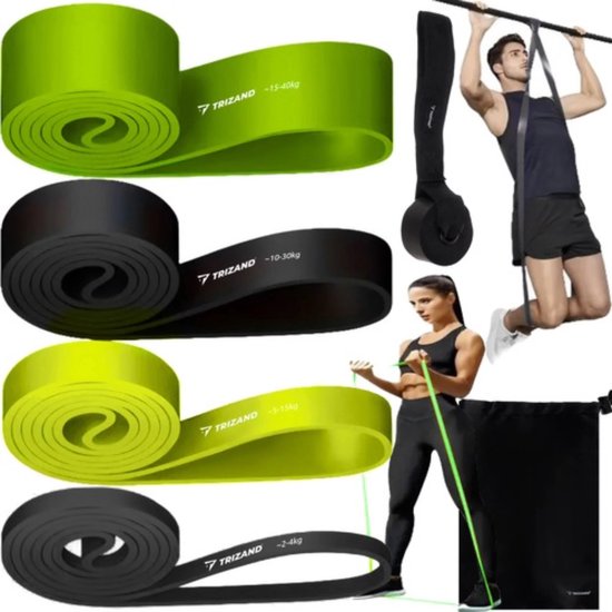 Trizand weerstandsbanden set - 4 stuks met deuranker voor volledige workout