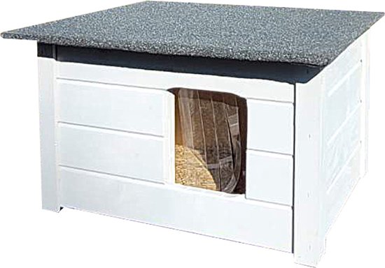 Geïsoleerde houten kennel voor kleine hond - lichtgrijs