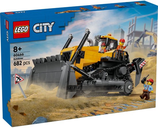 LEGO® City Gele Bulldozer, Bouwplaatsvoertuig - 60466