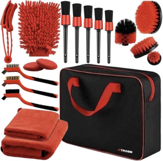 Xtrobb complete auto detailing set – 19-delig – professionele autoverzorging – inclusief opbergetui – interieur & exterieur reiniging