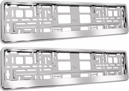 Xtrobb Kentekenplaathouder - 2x stuks - zilver - ABS - 53 x 14 cm - nummerplaathouder - kentekenplaat - auto