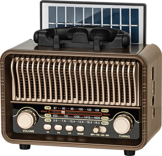 Krüger&Matz KM 832 - Draagbare Solar Radio - Bluetooth - AUX - Solar Opladen