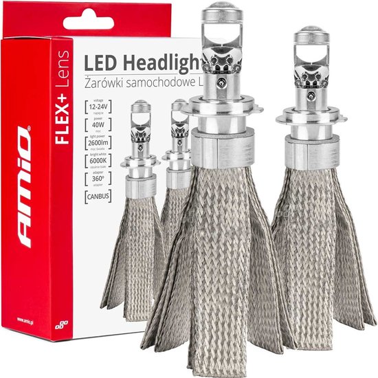 AMiO LED Koplampen FLEX+ Serie H7/H18 Lens Dimlichten Wit