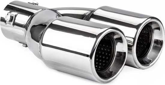 Universeel RVS uitlaat sierstuk eindstuk - 2x74mm - MT 008 - Aansluit diameter tussen de 36mm en 54mm