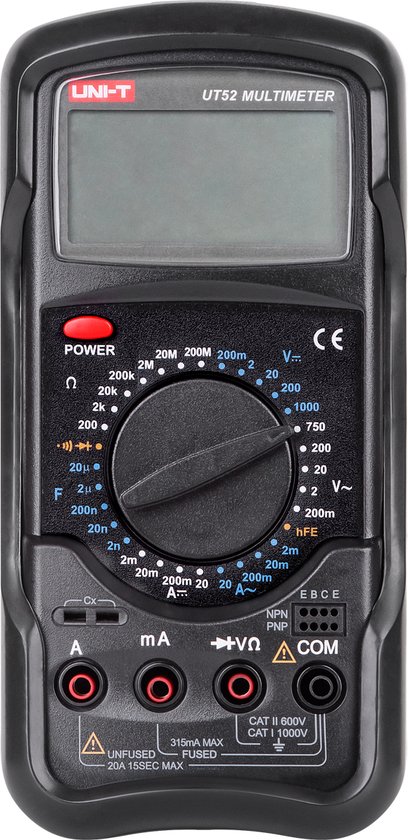 UNI-T UT52 - Multimeter - DC/AC Spanning - DC/AC Stroom - Weerstand