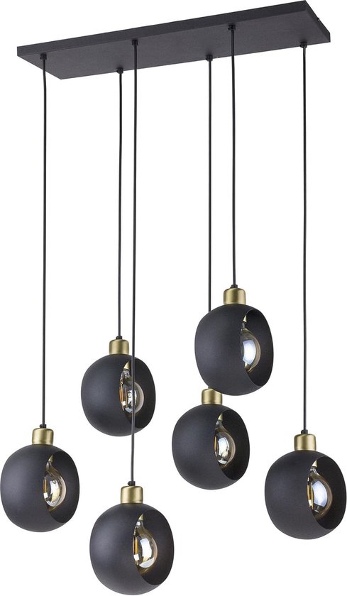 Adviti Jala Hanglamp - Zwart E27 - 6 Lichtbronnen