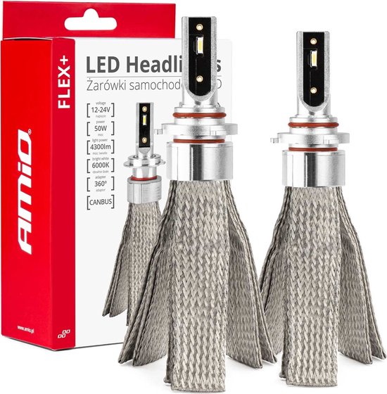 AMiO LED Mistlichten FLEX+ Serie HB3 9005/HIR1 9011/H10 canbus 6000K 12-24V Wit