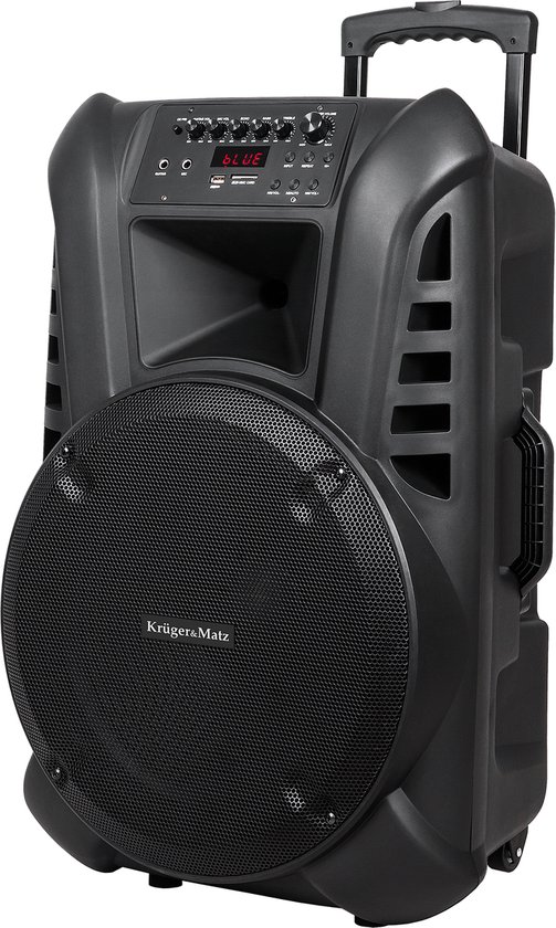 Krüger & Matz KM1715 professionele mobiele luidspreker party speaker box (met 2 UHF draadloze microf